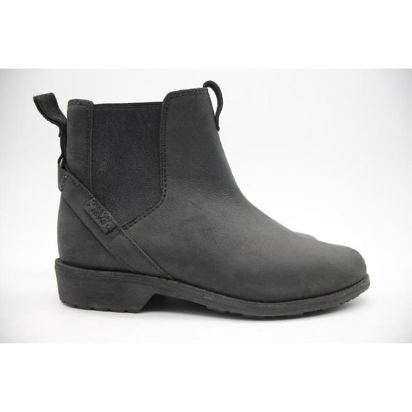 Teva Ellery Women's Size 5.5 Pull on Waterproof Black Leather Chelsea Boots - Picture 1 of 9